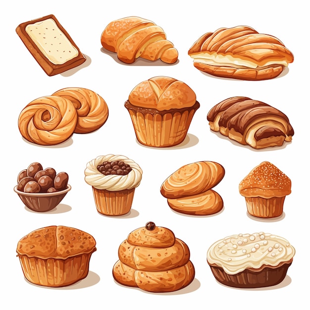 ベクトル bakery_products_set_of_vector_images_illustrated (ベーカー・プロダクト・セット・オブ・ベクトル・イメージ・イラストレーション)