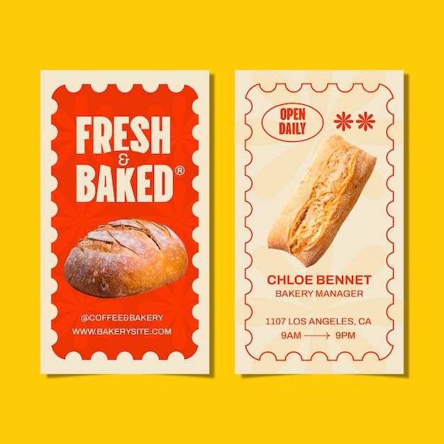 Vector bakery  products  vertical business card  template