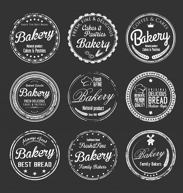 Vector bakery retro badges collection