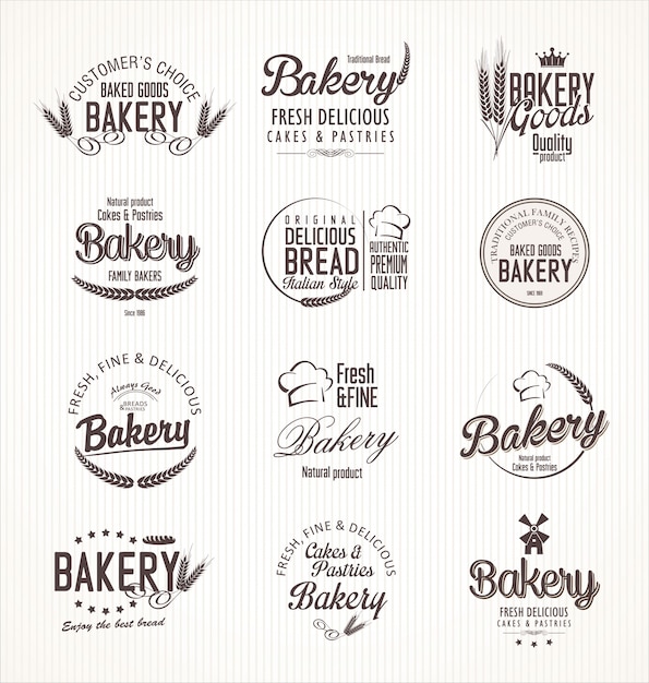 Vector bakery retro labels