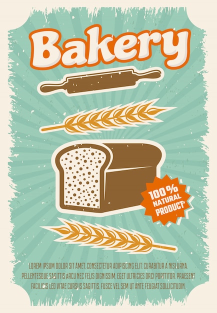 Vector bakery retro style poster