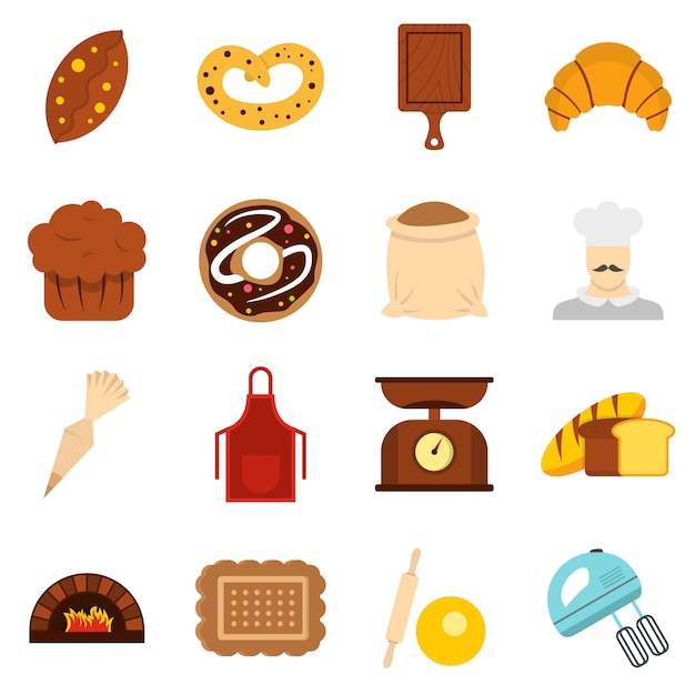 Vector bakery set flat icons