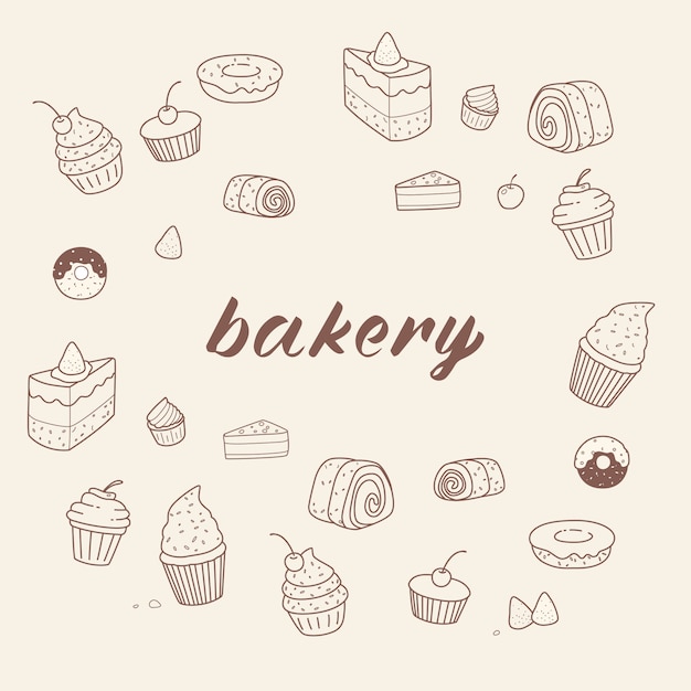 Bakery set illustration  background