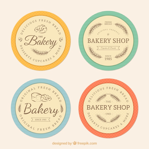 Bakery shop badges, retro style