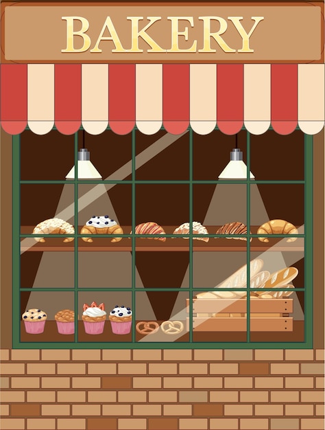 Vector bakery shop building facade