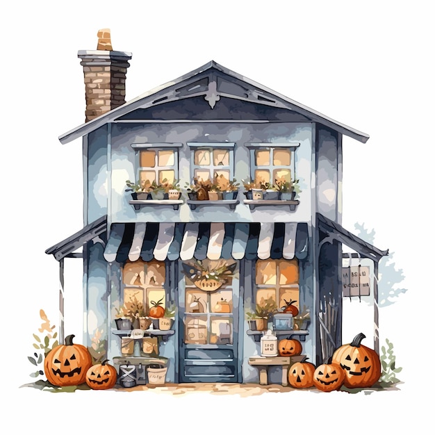 bakery shop candy store in watercolor style cute illustration icecream shop and bakery