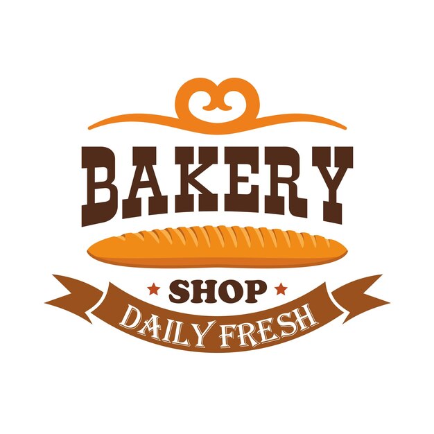 Vector bakery shop daily fresh baked wheat baguette