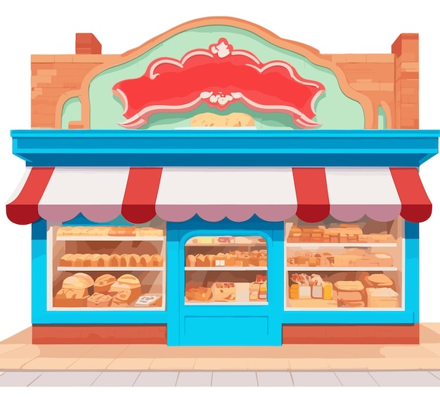 Bakery shop front view flat shop vector