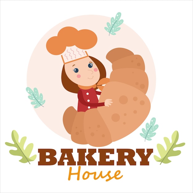 Пекарня девушка характер векторный дизайн шаблона иллюстрация