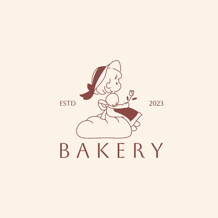 Vector bakery shop hand drawn vintage logo