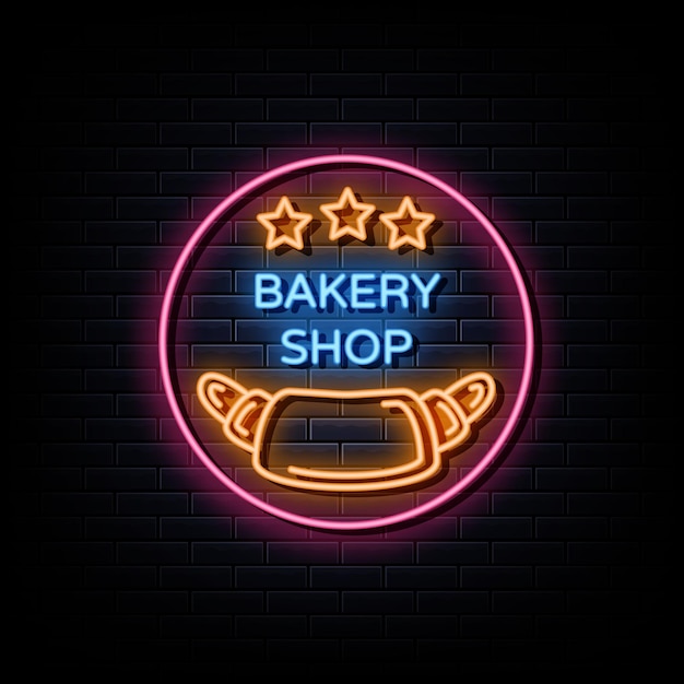 Insegne al neon di logo del negozio di panetteria