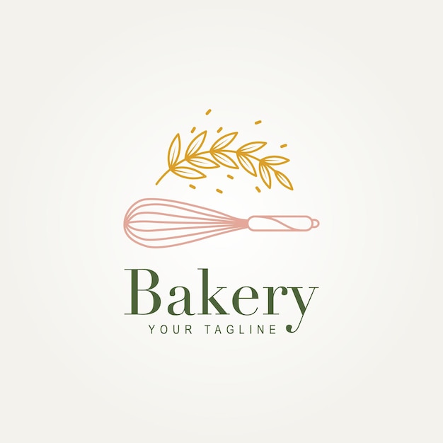 Vector bakery shop minimalist line art logo icon template vector illustration design