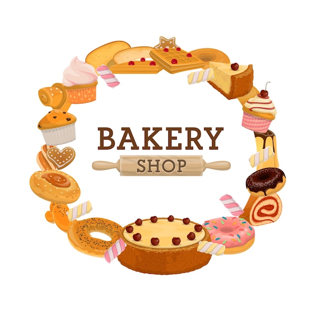 Bakery shop pastry round.