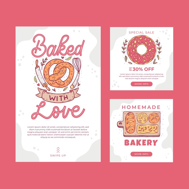 Vector bakery shop social media template