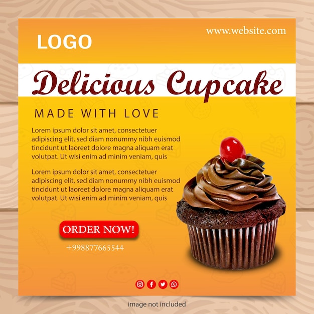 bakery shops template cupcake poster flat design for website marketing