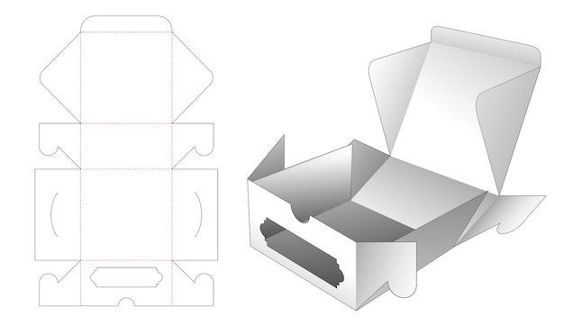 전면 창 다이 컷 템플릿 베이커리 사각형 상자