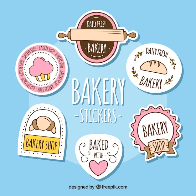 bakery stickers collection in flat style