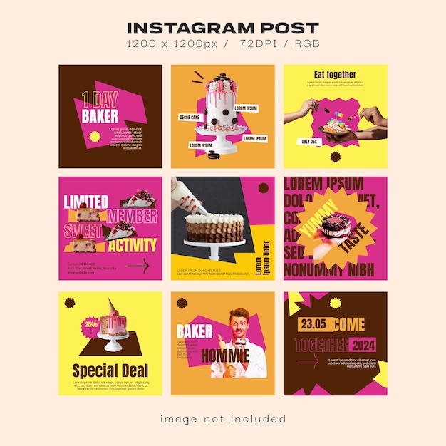 Vector bakery store social post templates