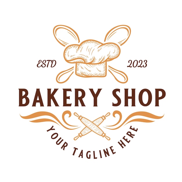 bakery vector logo design. chef hat and bread grinder concept, for bakery shop