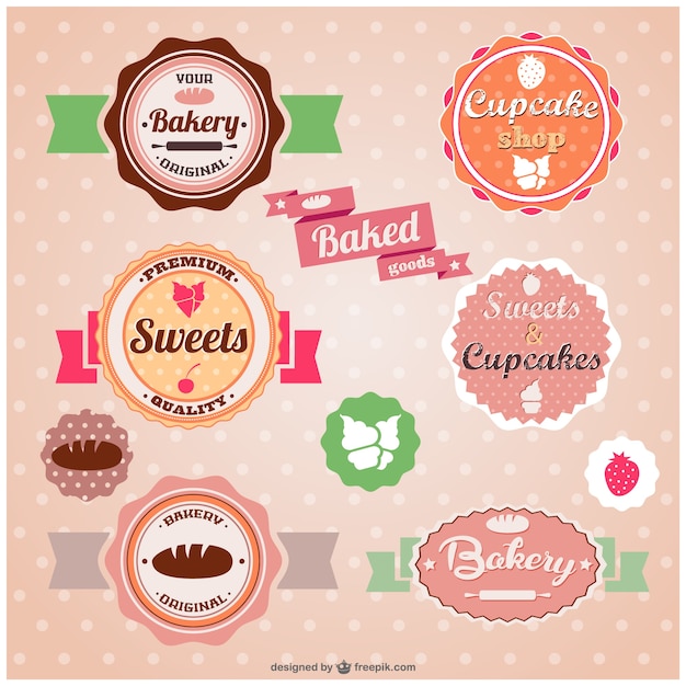 Vector bakery vintage stickers