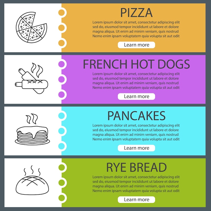 Vector bakery web banner templates set