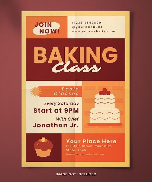 Vector baking class flyer design