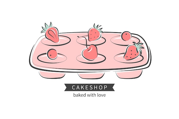 Форма для выпечки кексов и торта с ягодами пекарня или кондитерская