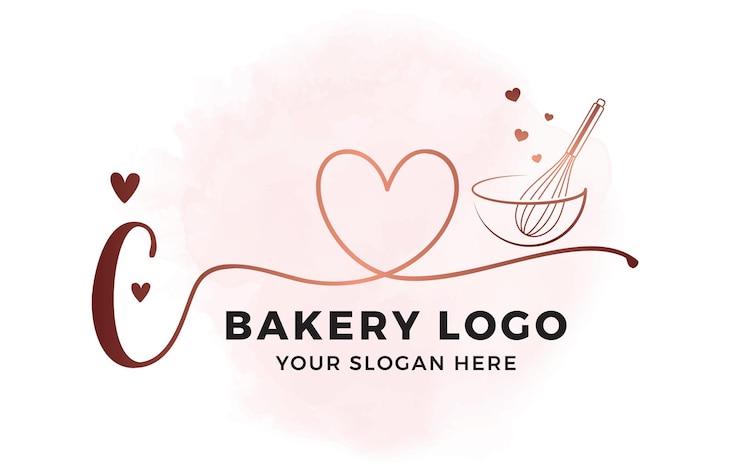Vector baking premade logo whisk bakery watercolor logo kitchen utensil logo