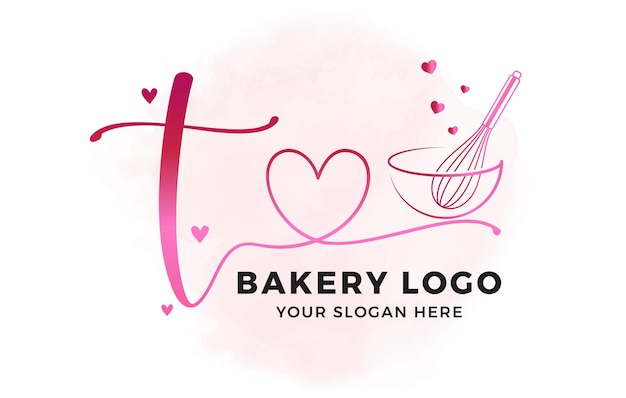 baking premade logo whisk bakery watercolor logo kitchen utensil logo