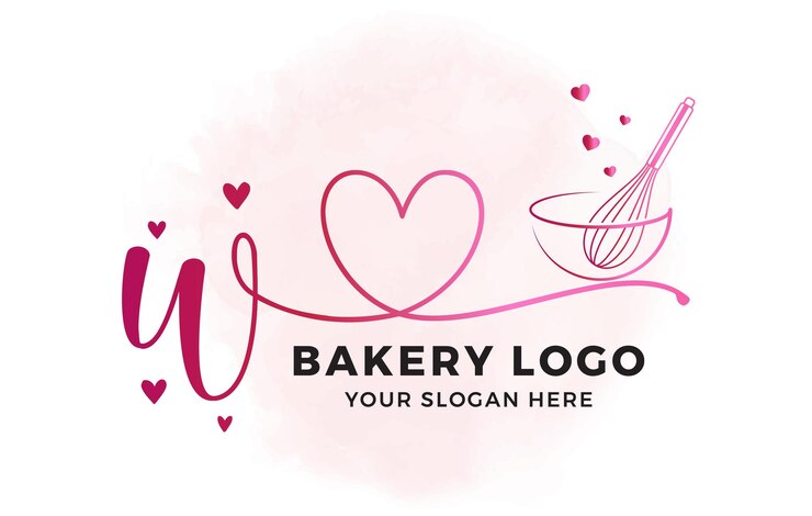 Vector baking premade logo whisk bakery watercolor logo kitchen utensil logo