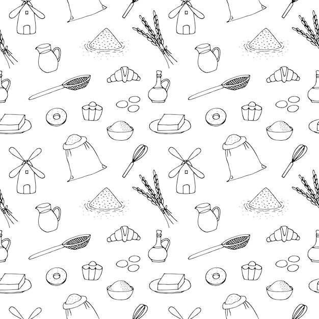 Baking seamless pattern vector illustration hand drawing doodles