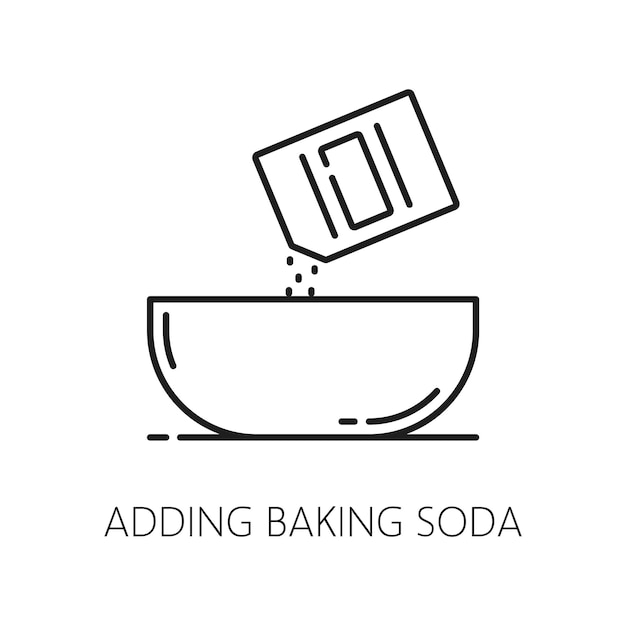 Baking soda ingredient icon bakery product cooking filling baking dish home bakery and pastry food in plate outline icon Vector dough in bowl