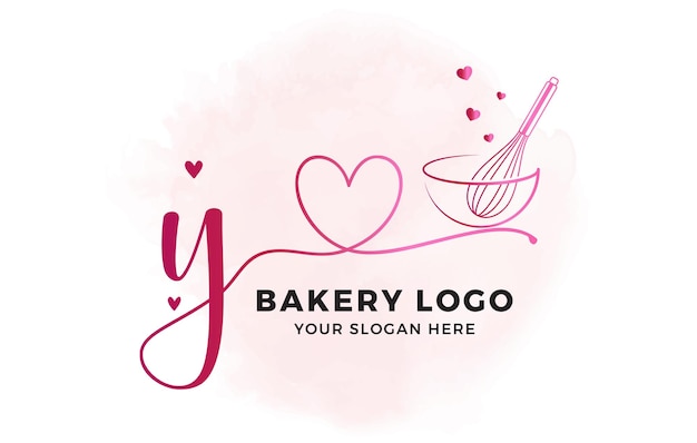 bakken premade logo garde bakkerij aquarel logo keukengerei logo