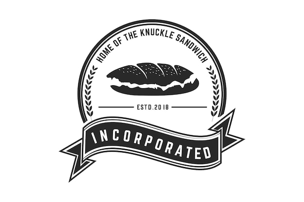 Vector bakkerij badge of label retro vectorillustratie. brood of broodsilhouet voor bakkerij.