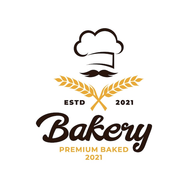 Bakkerij chef-kok logo. Tarwe rijst landbouw logo