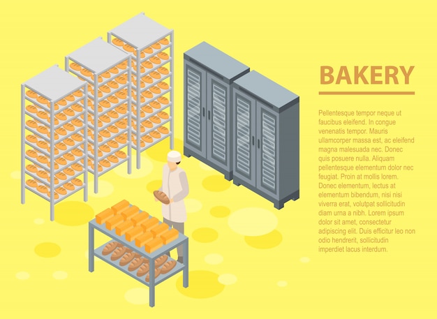 Bakkerij concept banner, isometrische stijl