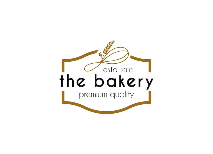 Vector bakkerij en taart koffie winkel logo ontwerp illustratie taart gebak eenvoudige zelfgemaakte badge sjabloon
