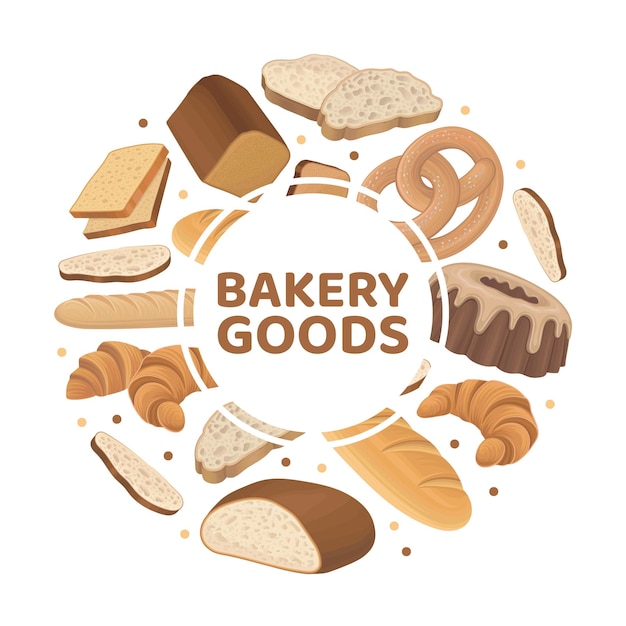 Bakkerij kaart bakkerij bakkerij banner met verse patisserie producten vector illustratie