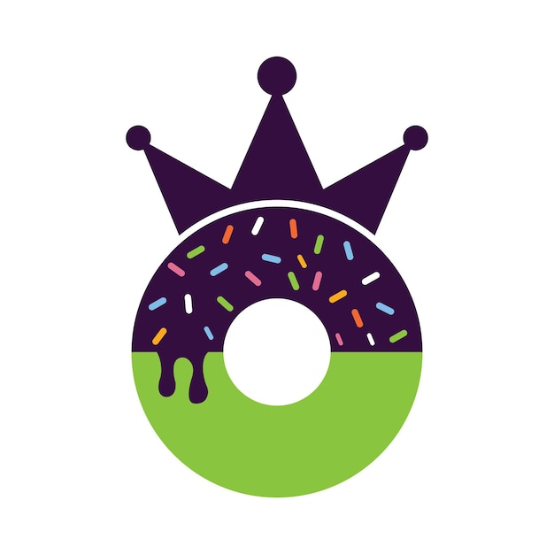 Bakkerij koning vector logo ontwerp. Donut met koningskroon pictogram logo ontwerp.