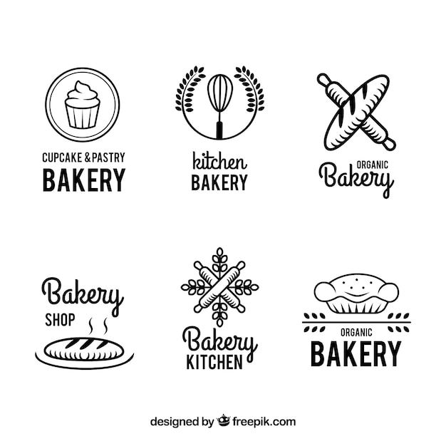 Bakkerij logo&#39;s collectie in vlakke stijl