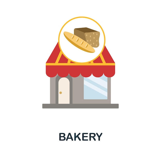 Bakkerij plat pictogram Gekleurd bord uit de collectie van kleine bedrijven Creative Bakery-pictogramillustratie voor webdesign-infographics en meer