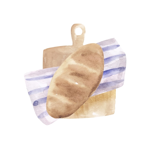 Bakkerij scène aquarel koken illustratie keuken logo