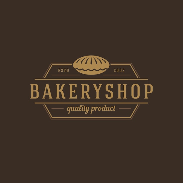 Bakkerij winkel logo sjabloon vector-object voor logo of badge ontwerp Trendy retro-stijl illustratie taart silhouet