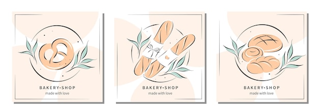 Bakkerij winkellogo's Ontwerpset voor broodwinkel