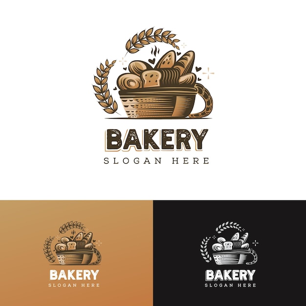 Bakkerijemmerlogo klassieke stijl met bruine kleur dit logo is zeer geschikt voor uw bakkerijzaken