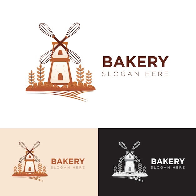 Bakkerijlogo moderne stijl combineer brood en boerderij dit logo is geschikt voor uw bakkerijmerk