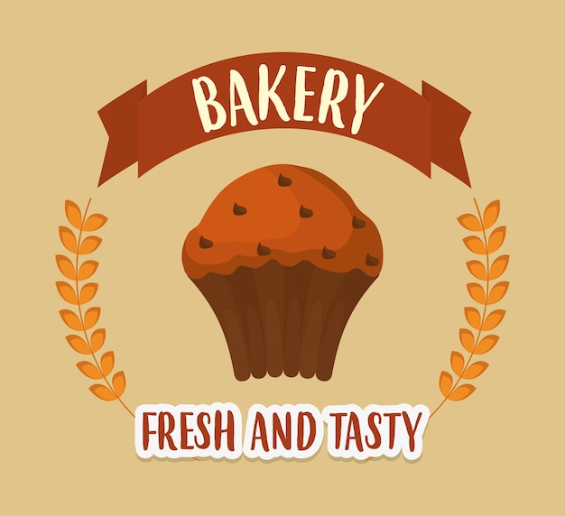 bakkerijproducten embleem met muffin pictogram