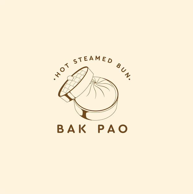 Bakpao chinees gestoomd broodje hand getrokken schets logo