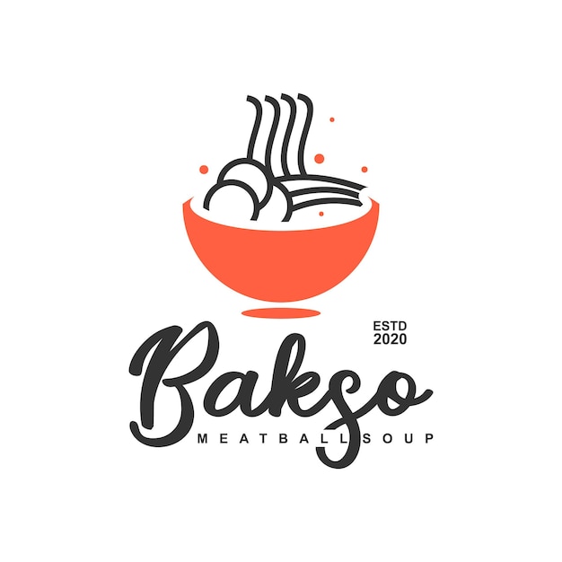 Vector bakso means meatball logo simple fun food vector