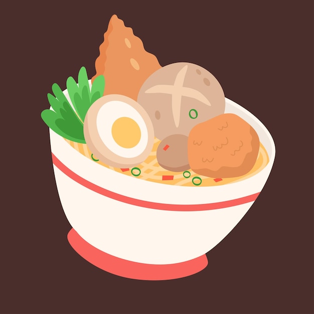 Bakso tasty Indonesian food cartoon vector